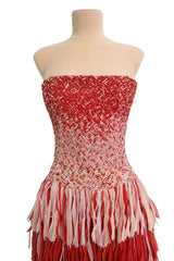 Spring 2019 Esteban Cortazar Runway Strapless Intricately Beaded & Woven Dress w Fringe Skirt