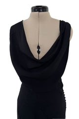 Fantastic Spring 1999 John Galliano Runway Look 11 Black Bias Cut Dress w Wide Strap Open Back
