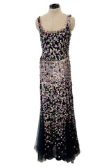 Dreamy Cruise 2006 Chanel by Karl Lagerfeld Weightless Blue Silk Tulle Dress w Iridescent Sequins