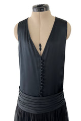 Incredible 1990s Chanel by Karl Lagerfeld Silk & Silk Chiffon Jumpsuit w Camellia Applique Overskirt