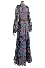 Prettiest Pre-Fall 2016 Etro by Veronica Etro Printed Silk Chiffon Dress w Embroidered & Beaded Detailing