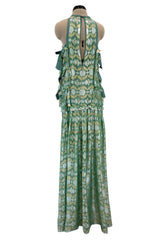 Outstanding Spring 2014 Lanvin by Alber Elbaz Runway Metallic Green & Gold Dress w Ribbon Detailing
