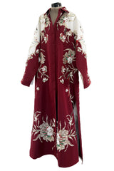 Extraordinary Spring 2022 Valentino by Pierpaolo Piccioli Look 78 Burgundy & White Embroidered Robe Dress
