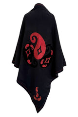 Rare Fall 1981 Christian Dior by Marc Bohan Haute Couture Wool Leather & Velvet Triangle Shawl
