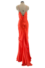 Spring 2004 Roberto Cavalli Runway Look 21 Orange Bias Cut Silk Dress Worn by Juno Temple