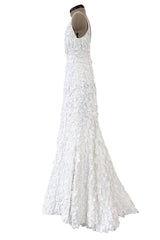 Romantic Spring 2014 Ralph Lauren Runway Purple Label White Floral & Bead Dress