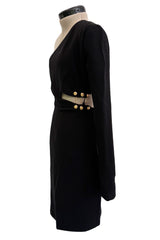 Spring 2015 Versus Versace Runway Look 15 Black Stretch Bandaid Dress w Gold Pins & Cut Out