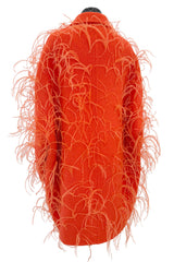 Fall 2019 Valentino by Pierpaolo Piccioli Orange Wool & Feather Coat