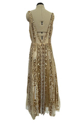 Spectacular Spring 2020 Valentino by Pierpaolo Piccioli Gold Sequin on Net Dress w Plunging Back