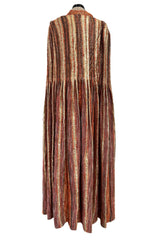 Incredible 1980s Carolina Herrera Angora & Mohair Knit Cape w Panels of Metallic Gold Thread