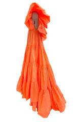 Spectacular Spring 2020 Valentino by Pierpaolo Piccioli Neon Orange Tent Dress w Outstanding Capped Sleeves