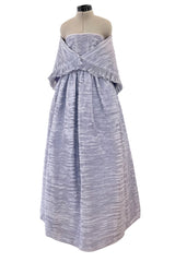 Elegant Late 1950s Sybil Connolly Couture Pale Lavender Pleated Linen Strapless Dress w Shawl