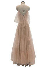 Fall 2016 Valentino by Pierpaolo Piccioli Nude Pink Net Dress w Scattered Silver Sequin & Beads