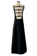 Incredible Fall 1971 Andre Courreges Black Dress w Open Back Detailed w Straps & Bows