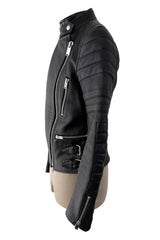 Celine by Phoebe Philo Leather Motorcycle Jacket w Silver Hardware