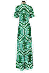 Magnificent Spring 2022 Etro Runwy Look 38 Fully Sequinned Green Silk Chiffon Full Length Dress