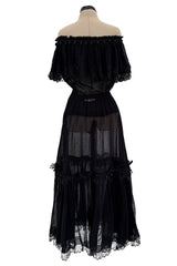 Spring 1977 Yves Saint Laurent 'Spanish Collection' Off-Shoulder Black Top & Skirt Set