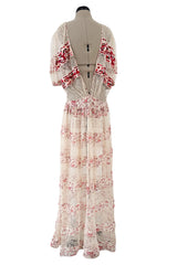 Spring 2016 Etro by Veronica Etro Runway Look 6 Ivory Net Lace Dress w Embroidered Silk Panels