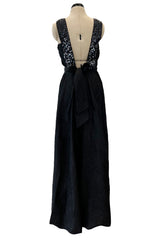 Incredible Cruise 2000 Chanel by Karl Lagerfeld Crinkle Textured Silk Dress w Sequin Detailing