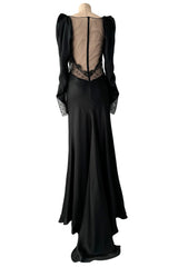 Prettiest Fall 2019 Alessandra Rich Black Version of Runway Look 46 Bias Cut Silk & Sequin Lace Dress