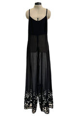 Intricate Cut Outs Fall 1993 Chloe by Karl Lagerfeld Runway Wide Legged Jumpsuit w Dress Overlay