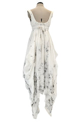 Important Fall 2003 Alexander McQueen 'Scanners" Runway Look 55 White Silk Corset Dress w Silver Sequins & Embroidery