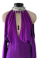Rare Fall 2001 Thierry Mugler Runway Purple Silk Crepe Dress w the Most Incredible Open Cuts Outs