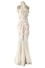 2011 Alexander McQueen by Sarah Burton Intricate Lace & Silk Chiffon Ivory Dress