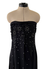 Spring 2007 Christian Dior by John Galliano Black Strapless Inner Corset Dress w Rhinestones & Beads