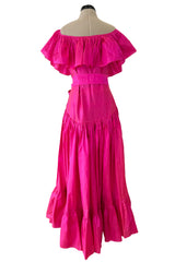 Dreamy Spring 1980 Yves Saint Laurent Runway Feather Light Iridescent Pink Silk Dress