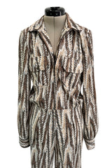 Fabulous Fall 1975 Diane Von Furstenberg Soft T-Shirt Feel Jersey Printed Jumpsuit