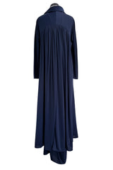 1976 Yuki by Gnyuki Torimaru Deep Blue Jersey Draped Halter Dress w its Matching Jersey Jacket