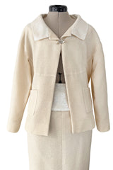 Cruise 2012 Chanel by Karl Lagerfeld Runway Look 8 Ivory Suit w Jewels, Sequin Details & Silver Thread