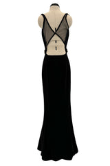 Incredible Spring 1993 Valentino Runway Star Dress w Front & Back Mesh Insets