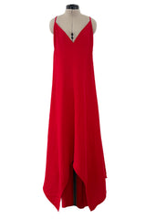 Resort 2019 Valentino by Pierpaulo Piccioli Red Plunge Dress w Pointed Hem