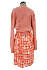 Phenomenal Spring 2001 Chanel by Karl Lagerfeld Runway Cashmere & Sequin Top & Skirt Set