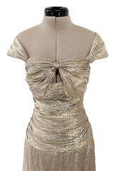 Elegant Resort 2010 Oscar de la Renta Gold Runway Look 48 Metallic Gold & Silver Lame Halter Dress