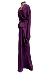 Rare Fall 2007 Christian Dior by John Galliano Runway Look 43 Purple Hammered Silk Top Skirt Dress Set