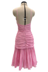 Recent Prada by Miuccia Prada Pale Pastel Pink Silk Chiffon Gathered Halter Dress