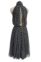 Chic 2006 Alexander McQueen Stark Black & White Polka Dot Silk Chiffon Halter Dress