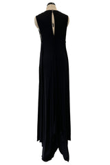 Chic Spring 2000 Chanel by Karl Lagerfeld Runway Sleeveless Black Jersey Tent Swing Dress