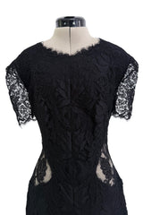 Fall 2017 Alexander McQueen by Sarah Burton Black Lace Dress w See Through Lace Back