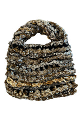 Hand Made to Order 1930s John-Fredericks Metallic Gold & Silver Woven Evening Bag w Sequin Detailing