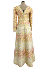 Wonderful 1960s Malcolm Starr by Elinor Simmons Pink Detailed Metallic Brocade Dress