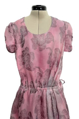 Prettiest Spring 2019 Giorgio Armani Runway Look 38 Dusty Pink Silk Organza Printed Floral Dress
