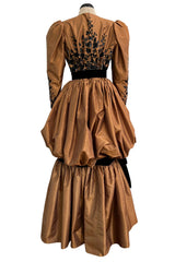 1982 Ady for Givenchy Haute Couture Gold Silk Taffeta Dress w Hand Done Sequin Detailing