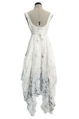 Fall 2003 Alexander McQueen 'Scanners" Runway Look 55 Silk Dress w Silver Sequins & Hand Embroidery