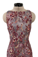Exceptional Spring 1998 Christian Lacroix Runway Net Lace & French Blue Printed Silk Dress