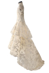 Dreamy Pre-Fall 2015 Oscar de la Renta Look 36 Metallic Gold Applique & Ivory Net Dress