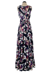 Cruise 2010 Chanel by Karl Lagerfeld Runway Look 33 Silk Chiffon Dress w Oversized Purple Floral Print